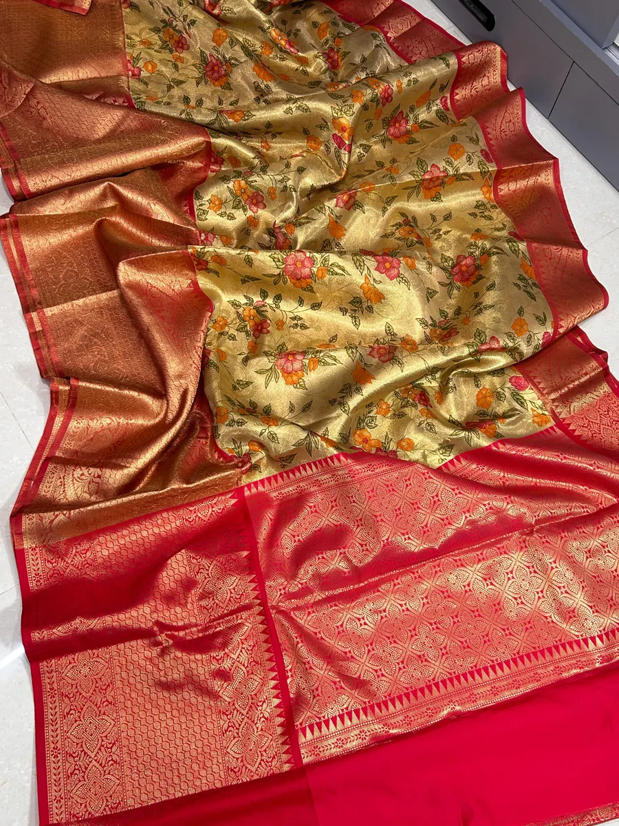 Banarasi Semi Kanchipuram Zari Tissue Viskat Sarees